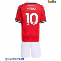 Maglie da calcio Manchester United Matheus Cunha #10 Prima Maglia Bambino 2025-26 Manica Corta + Pantaloni corti)